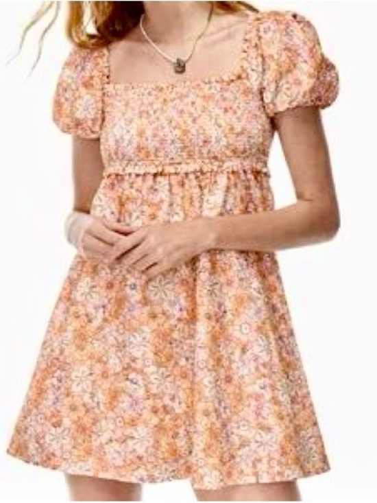 Aritzia Sunday Best Linen Blend Hadley Floral Puff Sleeve Babydoll Mini Dress XL - Picture 12 of 12